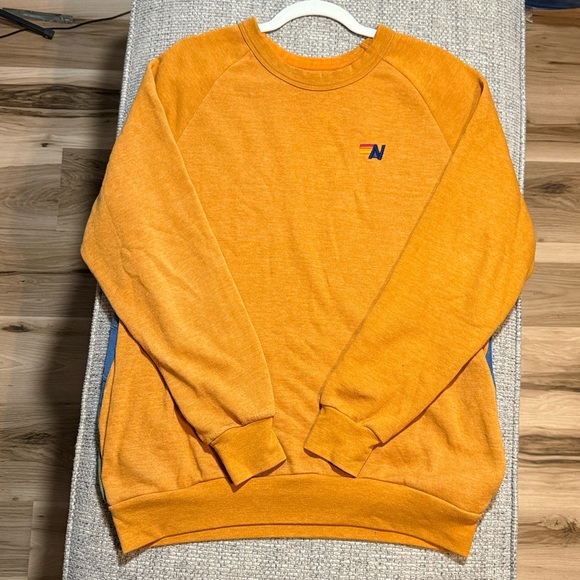 RARE Aviator Nation Sunburst‎ Pullover Rainbow Mustard Yellow M - Picture 2 of 9
